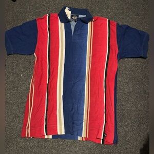 Striped Polo Shirt in Red and Blue vintage dockers size small